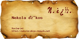Nekola Ákos névjegykártya